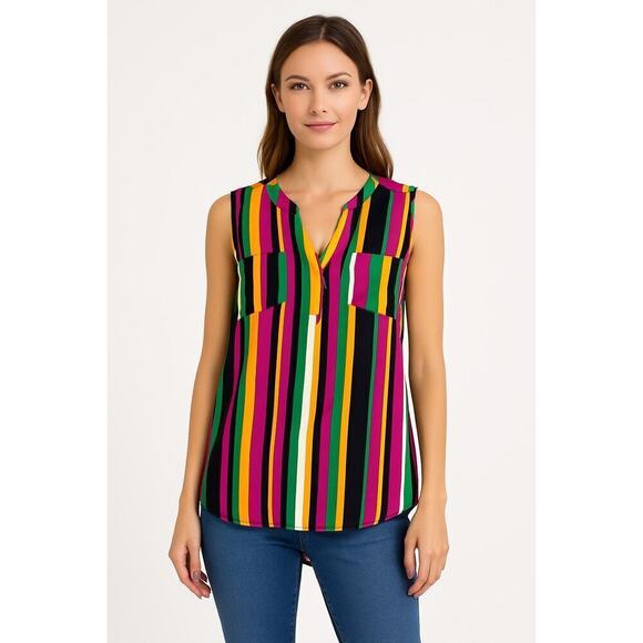 torrid Tops - Torrid Harper Sleeveless Striped Popover Blouse - Size 5 (4X)